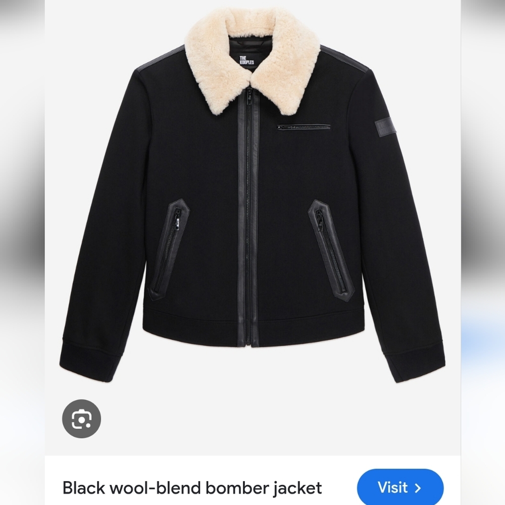NWT $735 The Kooples Sheep Fur Detachable Collar Leather Trim Wool Jacket Coat - Picture 5 of 10